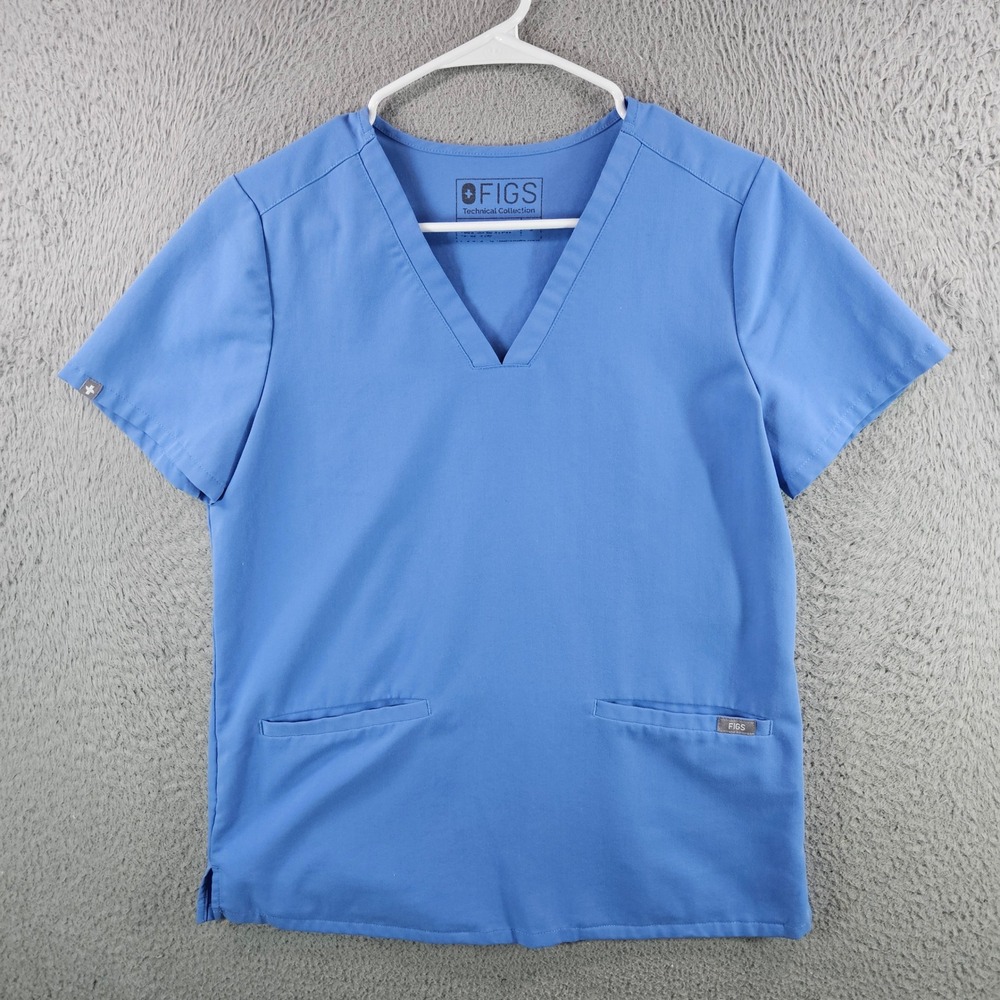 FIGS Casma Scrub Top Womens Small Blue V-Neck Technical Collection FW1100
